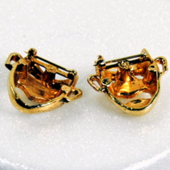 Comedy and Tragedy Gold Pins Theatre Fashion - Picture 2 of 2